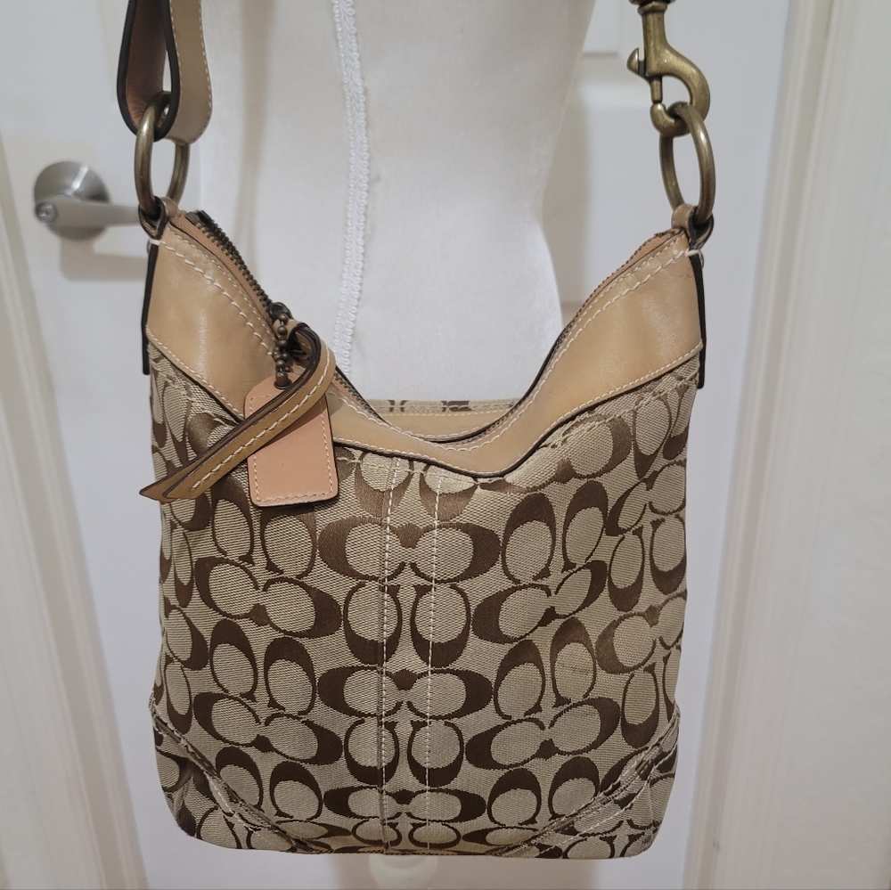 Coach Signature Monogram Leather Trim Crossbody Bag - Picture 2 of 10